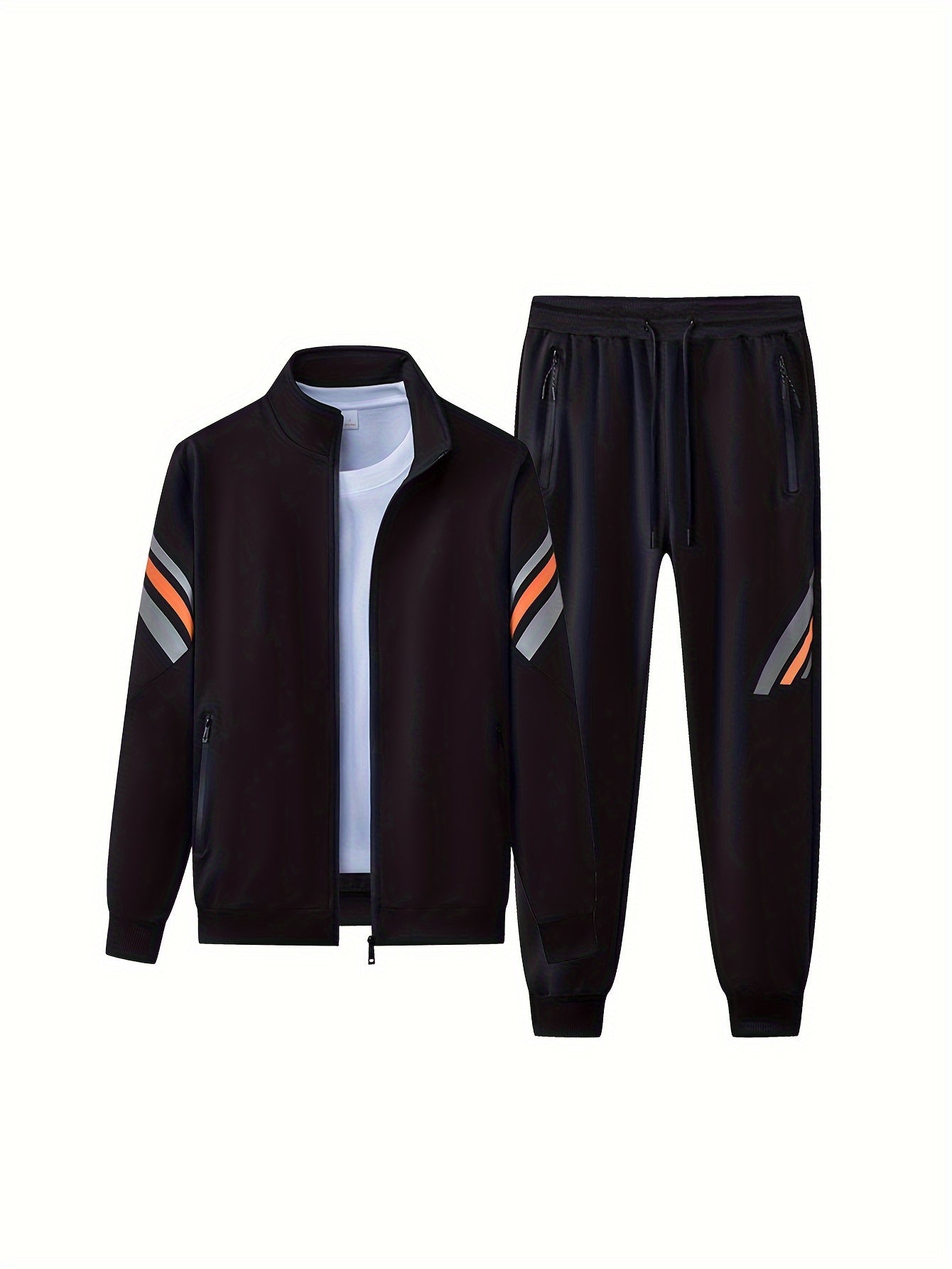 Conjunto Esportivo Masculino com Jaqueta Full Zip e Calça Jogger com Bolsos | Ideais para Todas as Estações