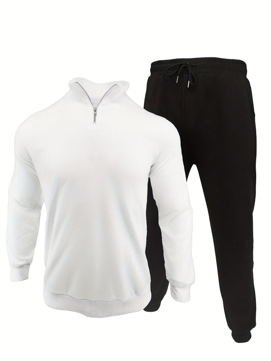 Conjunto Esportivo Masculino com Jaqueta Full Zip e Calça Jogger com Bolsos | Ideais para Todas as Estaçõespara Todas as Estações