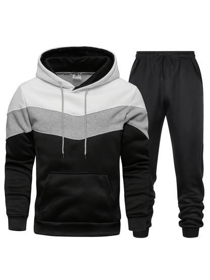 Conjunto Esportivo Masculino com Jaqueta Full Zip e Calça Jogger com Bolsos | Ideais para Todas as Estações para Dias Casuais