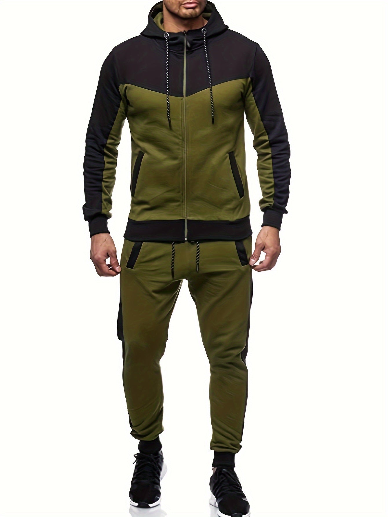 Conjunto Esportivo Masculino com Jaqueta Full Zip e Calça Jogger com Bolsos | Ideais para Todas as Estaçõespara