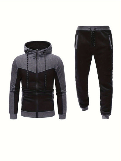 Conjunto Esportivo Masculino com Jaqueta Full Zip e Calça Jogger com Bolsos | Ideais para Todas as Estaçõespara